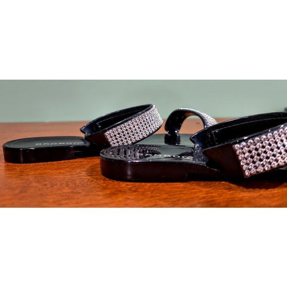 Bamboo Sandals with Sparkly Straps, Black, Silver, Size 8 - Picture 7 of 7